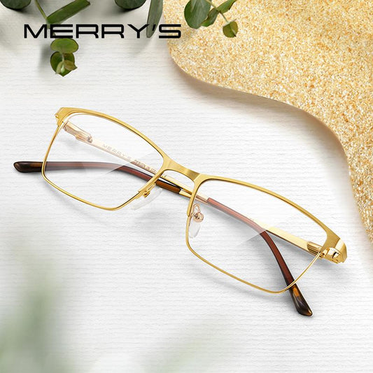 MERRYS DESIGN Men Luxury Titanium Alloy Optics Glasses Male Ultralight Eye Myopia Hyperopia Prescription Eyeglasses S2041