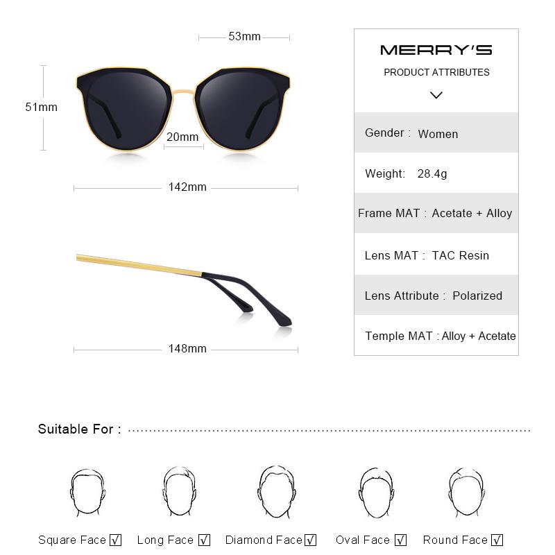 MERRYS DESIGN Women Luxury Brand Cat Eye Sunglasses Ladies Fashion Polarized Sun glasses UV400 Protection S6151