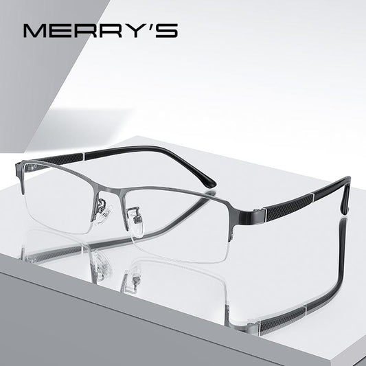 MERRYS DESIGN Men Titanium Alloy Glasses Frame TR90 Legs Business Myopia Prescription Eyeglasses Optical Frame S2223