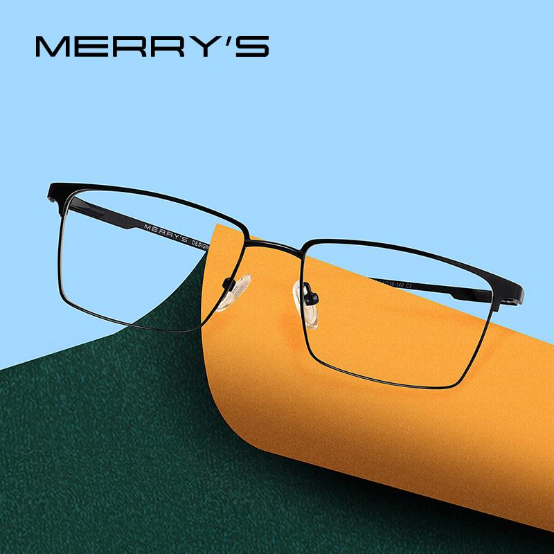 MERRYS DESIGN Men Titanium Alloy Glasses Frame Ultralight Eye Myopia Prescription Eyeglasses Male Optical Frame S2045