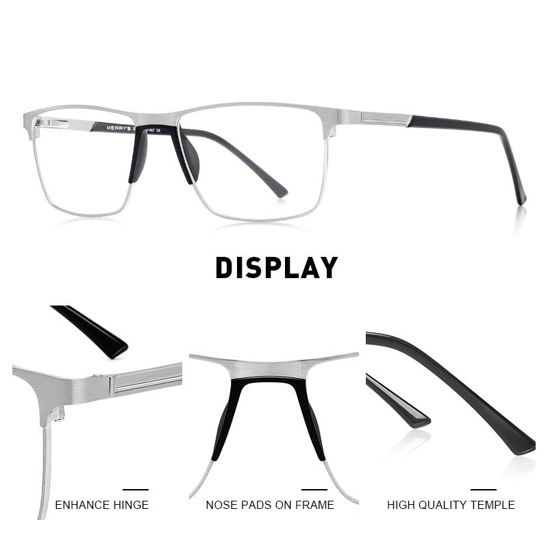 MERRYS DESIGN Men Titanium Alloy Glasses Frame Fashion Male Square Ultralight Eye Myopia Prescription Eyeglasses S2001