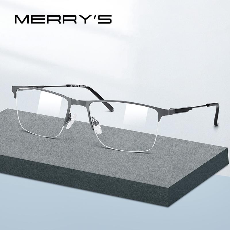 MERRYS DESIGN Men Titanium Alloy Glasses Frame Half Optical Frame Myopia Prescription Optical Eyewear S2176