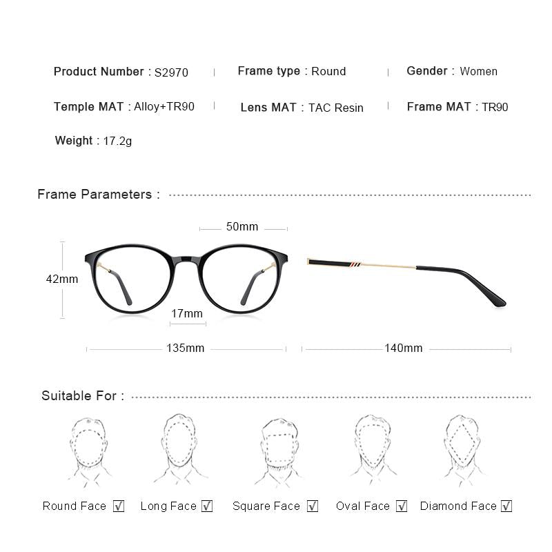 MERRYS DESIGN Women Vintage Oval Glasses Frames TR90 Eyewear Optics Frame Prescription Glasses Optical Eyewear S2970