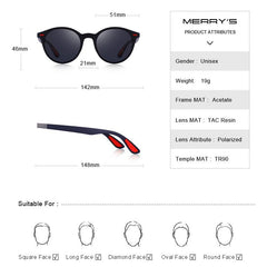 MERRYS DESIGN Men Women Classic Retro Rivet Polarized Sunglasses TR90 Legs Lighter Design Oval Frame UV400 Protection S8126
