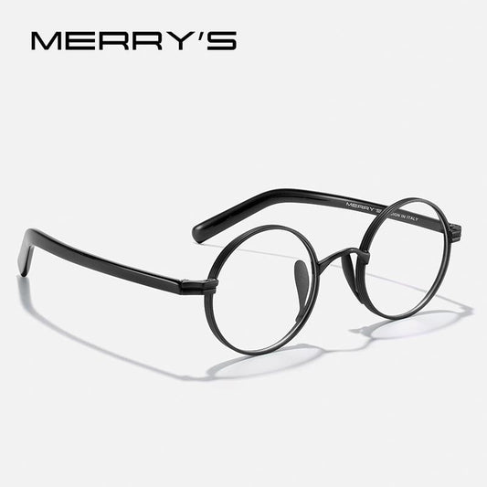 MERRYS DESIGN Pure Titanium Glasses Frame Retro Round Prescription Eyeglasses For Men Women Myopia Optical Eyewear S2881