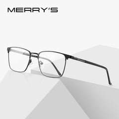 MERRYS DESIGN Men Luxury Titanium Alloy Square Optics Glasses Men Ultralight Eye Myopia Prescription Eyeglasses S2039