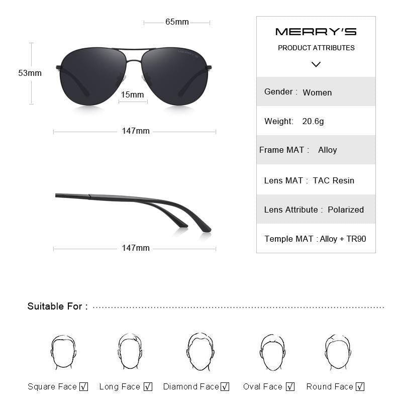 MERRYS DESIGN Men Classic Pilot Sunglasses Aviation Frame HD Polarized Sunglasses For Driving TR90 Legs UV400 Protection S8037