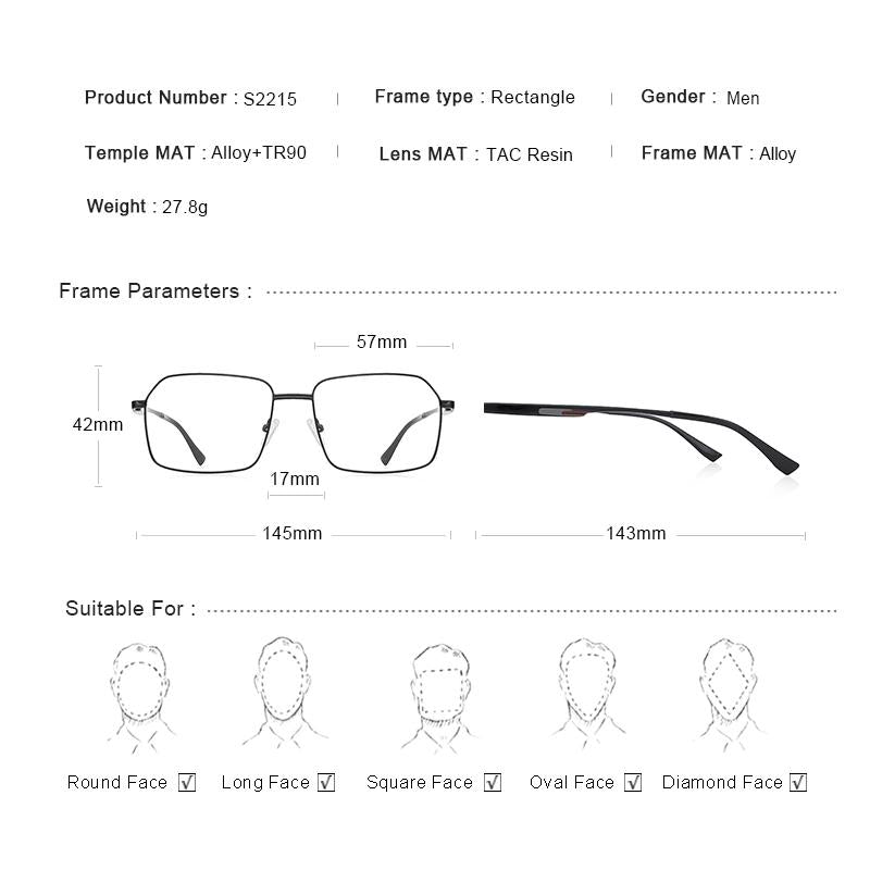 MERRYS DESIGN Men Classic Glasses Frames Luxury Rectangle Glasses Frame Optical Eyewear S2215
