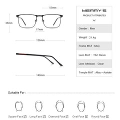 MERRYS DESIGN Men Luxury Titanium Alloy Optics Glasses Male Square Ultralight Eye Myopia Hyperopia Prescription Eyeglasses S2030