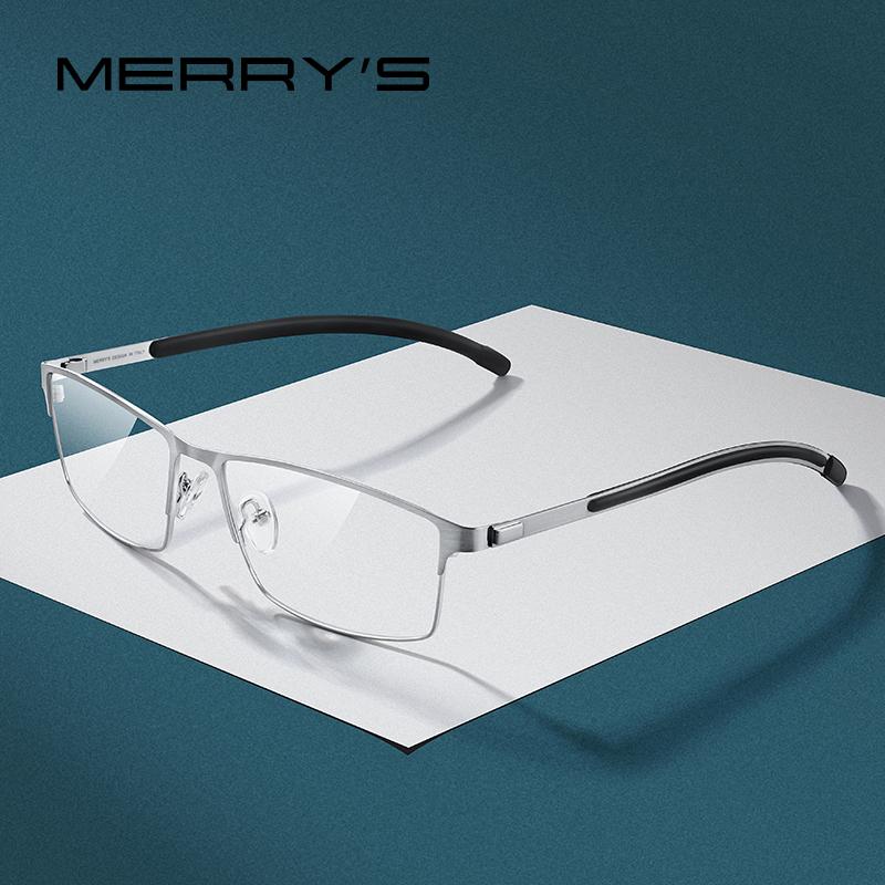MERRYS DESIGN Titanium Alloy Men Optical Glasses Frame Ultralight Square Myopia Prescription Eyeglasses Antiskid Silicone S2268