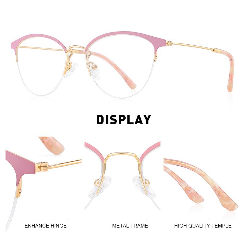 MERRYS DESIGN Women Retro Cat Eye Glasses Frame Fashion Ladies Eyeglasses Half Frame Myopia Prescription Optical Eyewear S2231