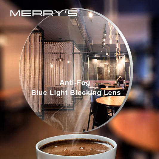 MERRYS Anti-Fog Blue Light Blocking Series Optical Prescription Glasses Lens CR-39 Resin Aspheric Glasses Anti Fog Lens