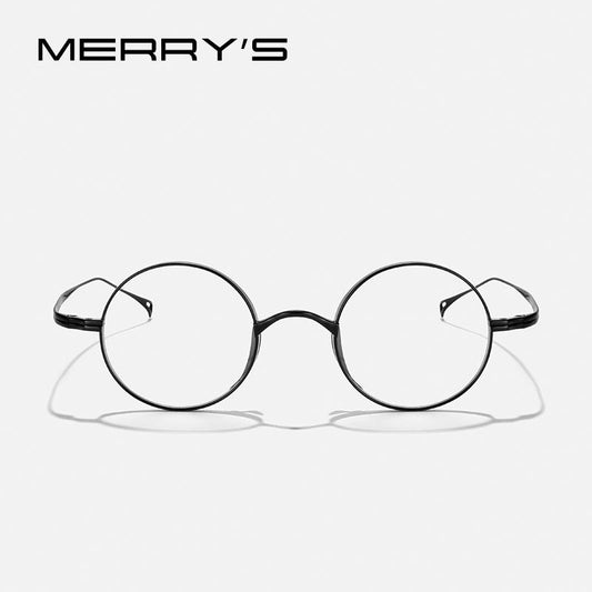 MERRYS DESIGN Pure Titanium Glasses Frame Men Retro Round Prescription Eyeglasses WomenMyopia Optical Eyewear S2718