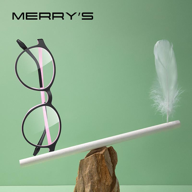 MERRYS DESIGN Retro Round Glasses Frame For Men Women Pure Titanium Ultra-Light And Comfortable TR90 Optics Eyeglasses S2050