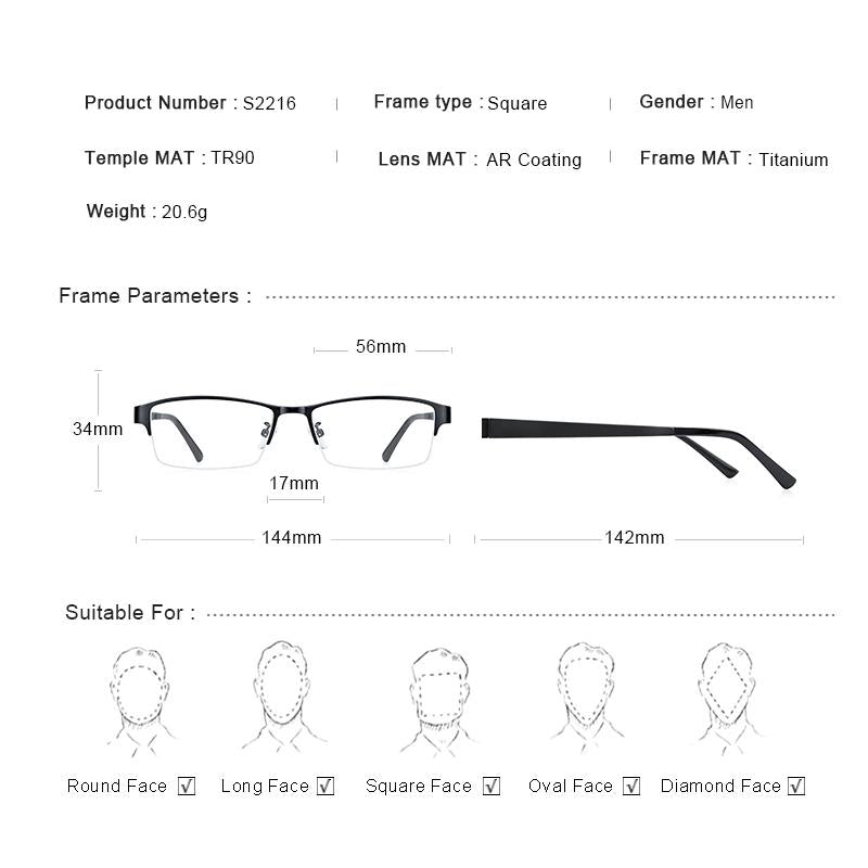 MERRYS DESIGN Men Titanium Alloy Glasses Frame TR90 Legs Prescription Eyeglasses Optical Frame Business Style S2216