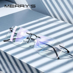 MERRYS DESIGN Men Titanium Alloy Rimless Glasses Frame Male Square Ultralight Man Frameless Myopia Optical Frames Eyewear S2880