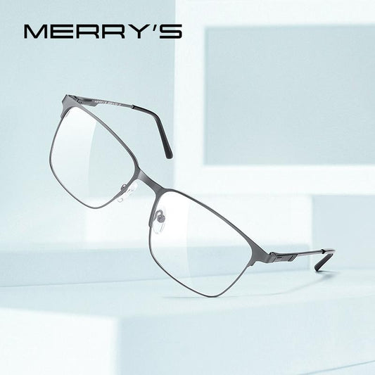 MERRYS DESIGN Men Titanium Alloy Glasses Frame Business Style Male Square Ultralight Eye Myopia Prescription Eyeglasses S2179