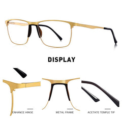 MERRYS DESIGN Men Titanium Glasses Frame Male Ultralight Square Eye Myopia Prescription Eyeglasses TR90 Nose Pads S2003