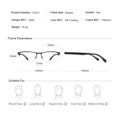 MERRYS DESIGN Men Titanium Alloy Glasses Frame TR90 Legs Myopia Prescription Eyeglasses Optical Frame Business Style S2221