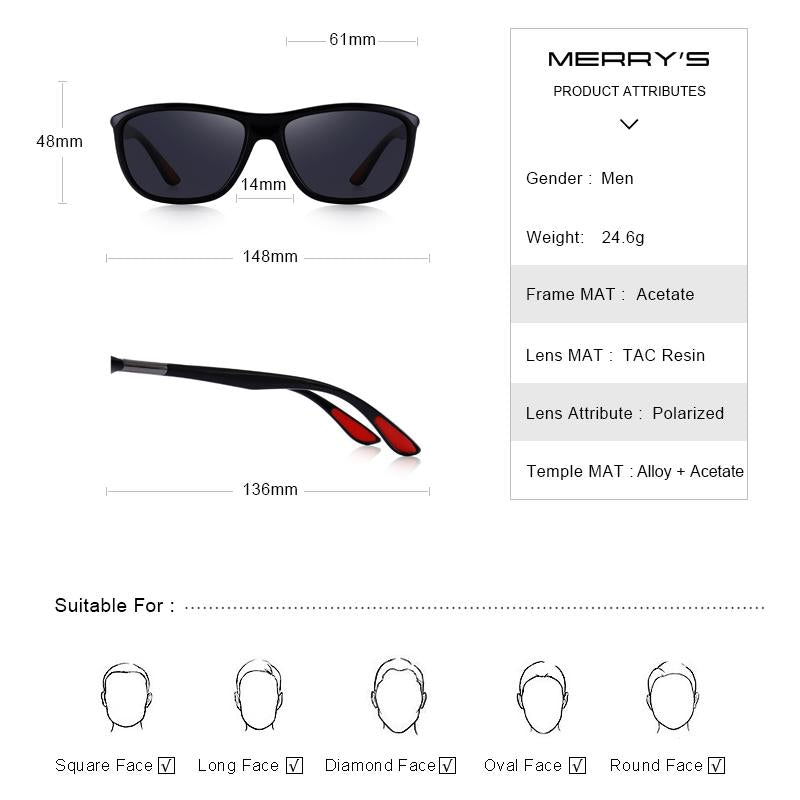 MERRYS DESIGN Men HD Polarized Sunglasses Sports Fishing Eyewear UV400 Protection S8310