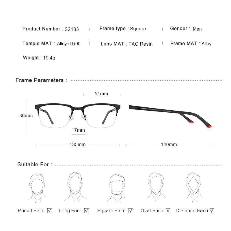 MERRYS DESIGN Classic Men Titanium Alloy Optical Glasses Frames Male Ultralight Square Myopia Prescription Eyeglasses S2183