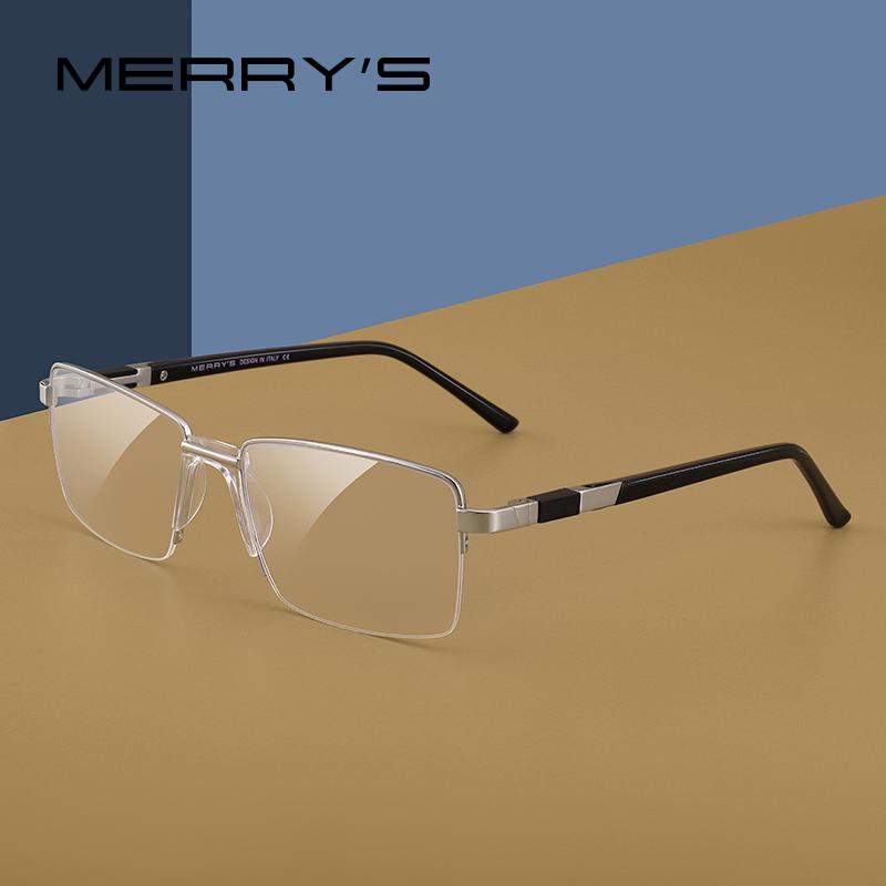 MERRYS DESIGN Men Titanium Alloy Glasses Frame Half Optical Frame Business Style Ultralight Myopia Prescription Eyeglasses S2185