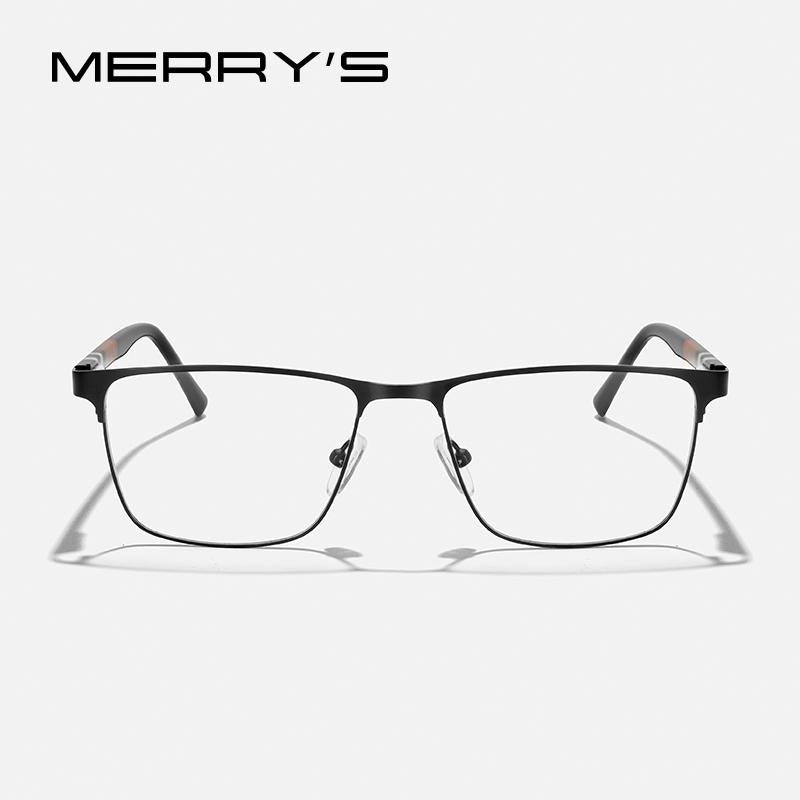 MERRYS DESIGN Men Titanium Alloy Glasses Frame Women Fashion Square Acetate Legs Myopia Prescription Eyeglasses S2251