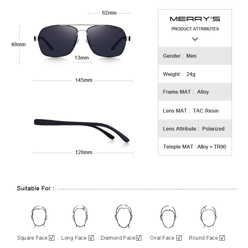 MERRYS DESIGN Men Classic HD Polarize Sunglasses For Men Driving Luxury Shades TR90 Legs UV400 Protection S8501
