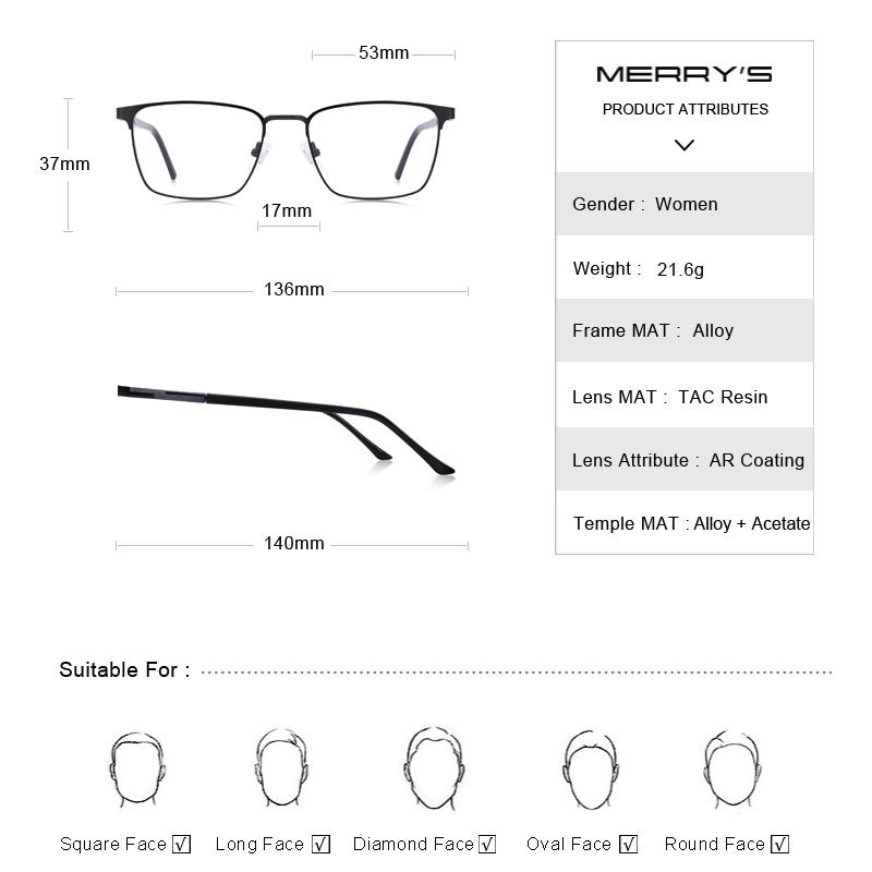 MERRYS DESIGN Men Luxury Titanium Alloy Square Optics Glasses Men Ultralight Eye Myopia Prescription Eyeglasses S2039