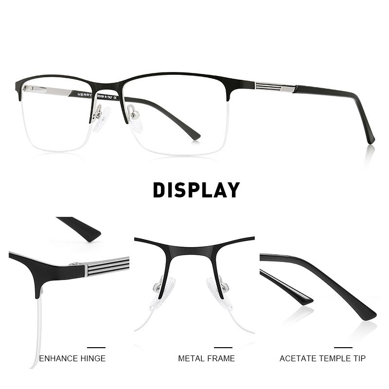 MERRYS DESIGN Men Alloy Glasses Frame Male Square Half Optical Ultralight Myopia Hyperopia Prescription Eyeglasses S2062