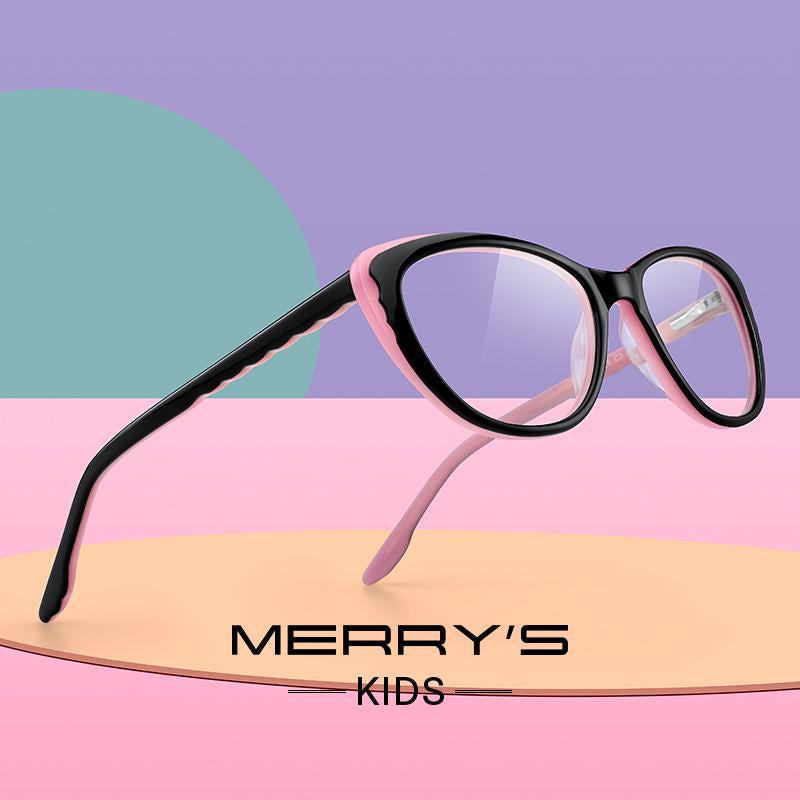 MERRYS DESIGN Kids Anti Blue Ray Light Blocking Glasses For Girls Cat Eye Computer Glasses Acetate Glasses Frames S7809FLG