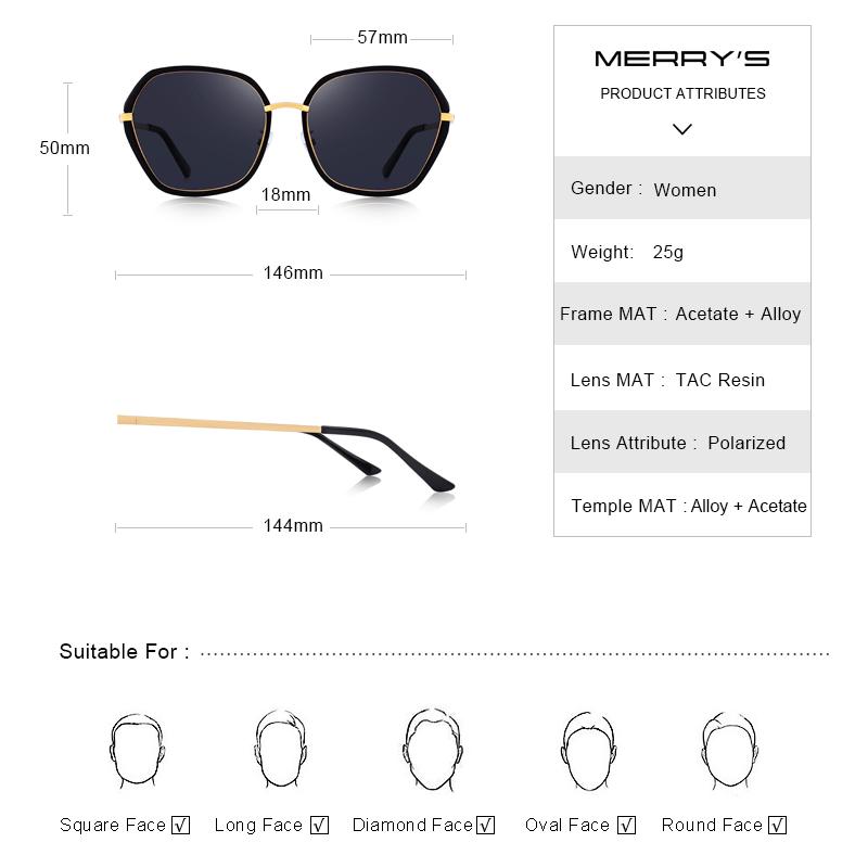 MERRYS DESIGN Women Fashion Square Polarized Sunglasses Ladies Luxury Brand Trending Sun glasses UV400 Protection S6252