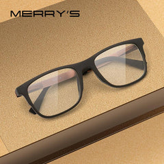 MERRYS DESIGN Men Square Glasses Male Fashion Myopia Prescription Eyeglasses TR90 Frame Titanium Alloy Legs S2033