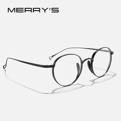 MERRYS DESIGN Pure Titanium Oval Glasses Frame Men Retro Round Prescription Eyeglasses Women Myopia Optical Eyewear S2618