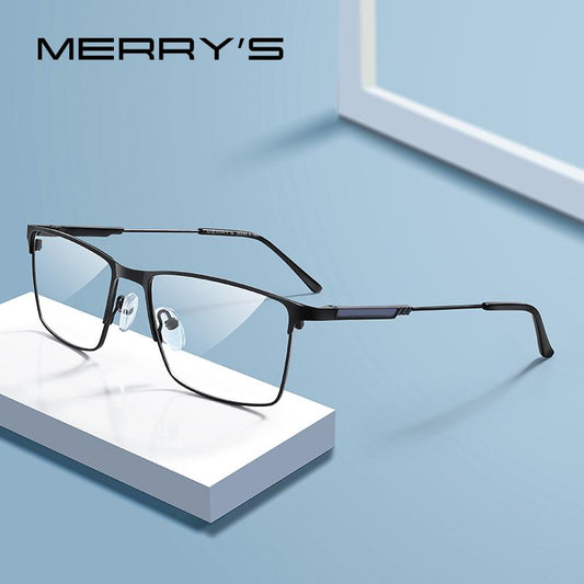 MERRYS DESIGN Men Titanium Alloy Glasses Frame Myopia Prescription Eyeglasses Optical Frame Business Style S2177