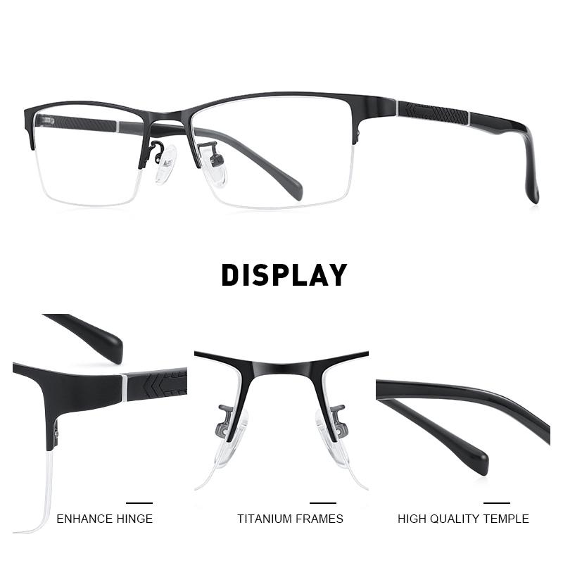 MERRYS DESIGN Men Titanium Alloy Glasses Frames Prescription Eyeglasses Business Style Optical Frame TR90 Legs S2224