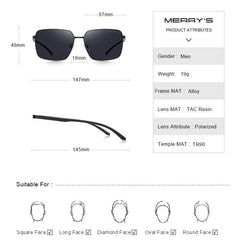 MERRYS DESIGN Men Classic Luxury Brand Sunglasses HD Polarized Sun glasses For Driving Fishing TR90 Legs UV400 Protection S8209