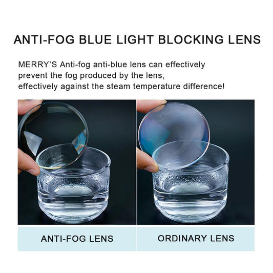 MERRYS Anti-Fog Blue Light Blocking Series Optical Prescription Glasses Lens CR-39 Resin Aspheric Glasses Anti Fog Lens