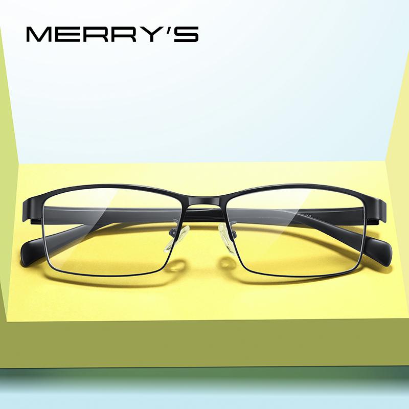 MERRYS DESIGN Men Titanium Alloy Glasses Frame TR90 Legs Myopia Prescription Eyeglasses Optical Frame Business Style S2210