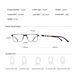 MERRYS DESIGN Men Luxury Square Glasses Frame Business Style Titanium Alloy Acetate Legs Myopia Prescription Eyeglasses S2255