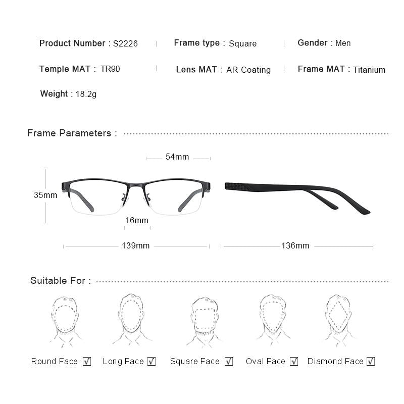 MERRYS DESIGN Men Titanium Alloy Half Glasses Frame TR90 Legs Prescription Eyeglasses S2226