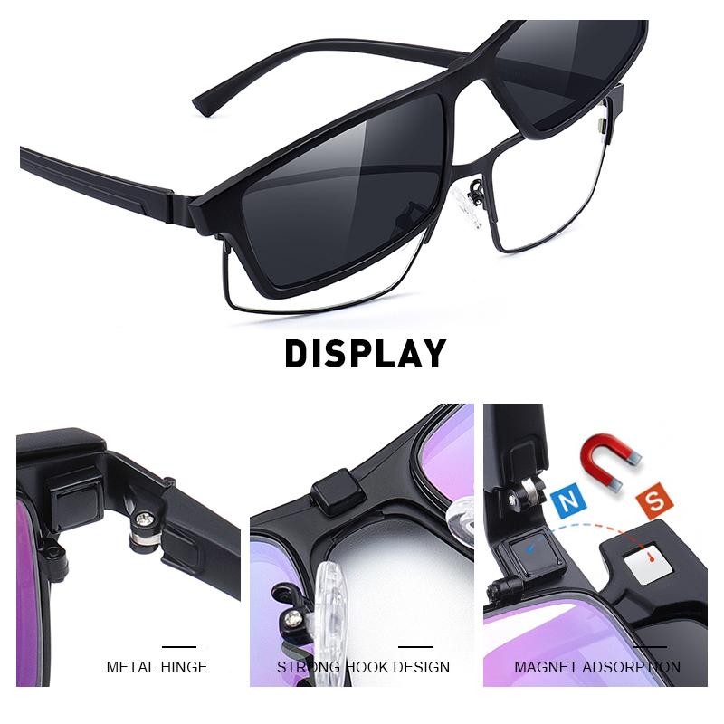MERRYS DESIGN 2 In 1 Magnet Polarized Clip Glasses Frame Men Optical Myopia Clip Glasses For Men Eyeglasses Frame TR90 S2728