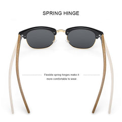 MERRYS DESIGN Classic Wooden Sunglasses For Men Women Polarized UV400 Protection Semi-Rimless Retro Eyewear Handmade S5288